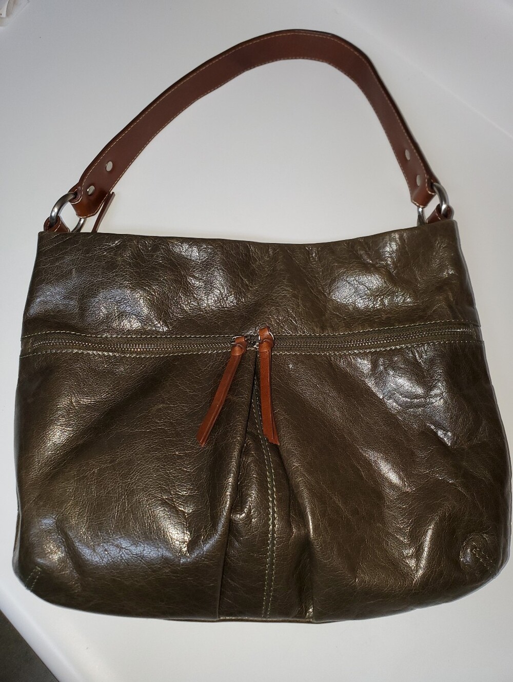 Nino Bossi Genuine Leather Brown Shoulder Bag Multi-Pocket Organizer EUC - Picture 11 of 14